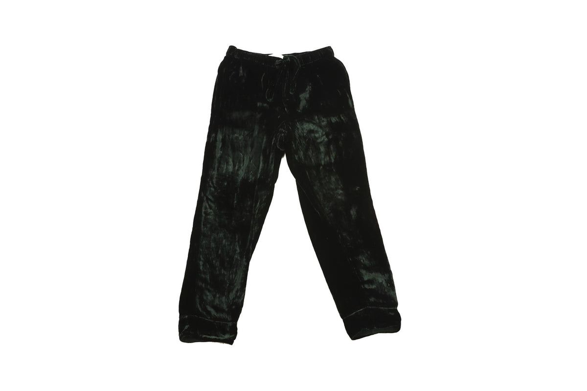 ASCENO GREEN VELVET STRAIGHT LEG PANTS XSMALL