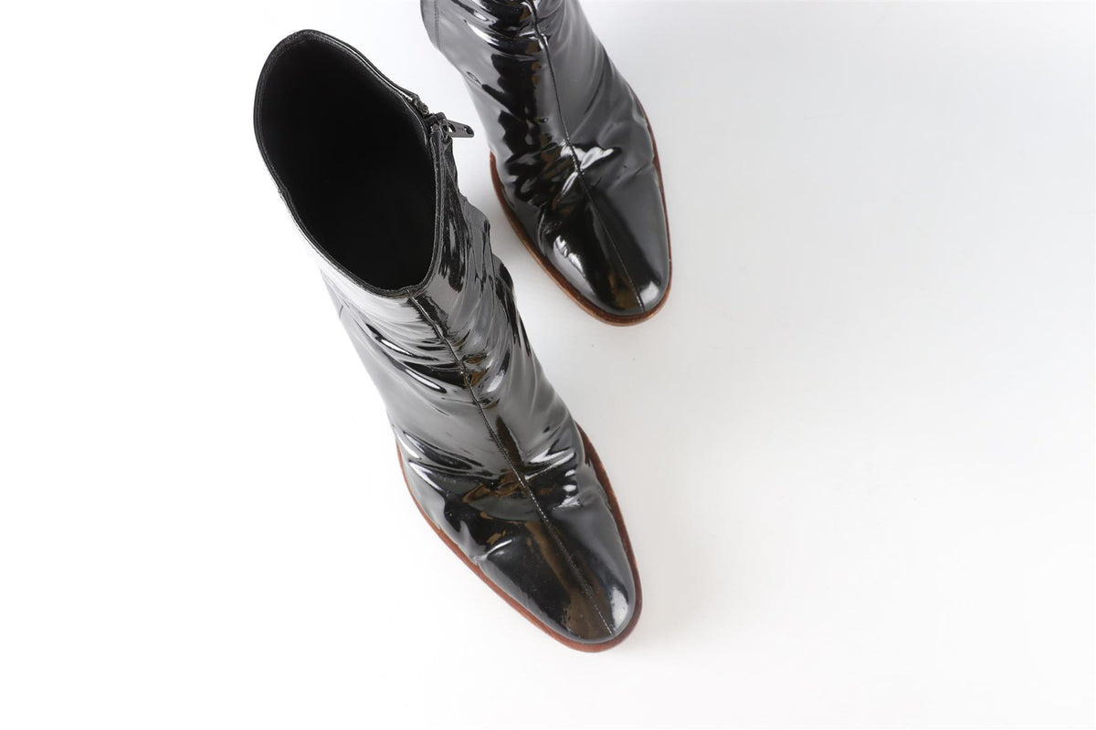 CELINE BLACK PATENT LEATHER ANKLE BOOTS EU 40 UK 7 US 10