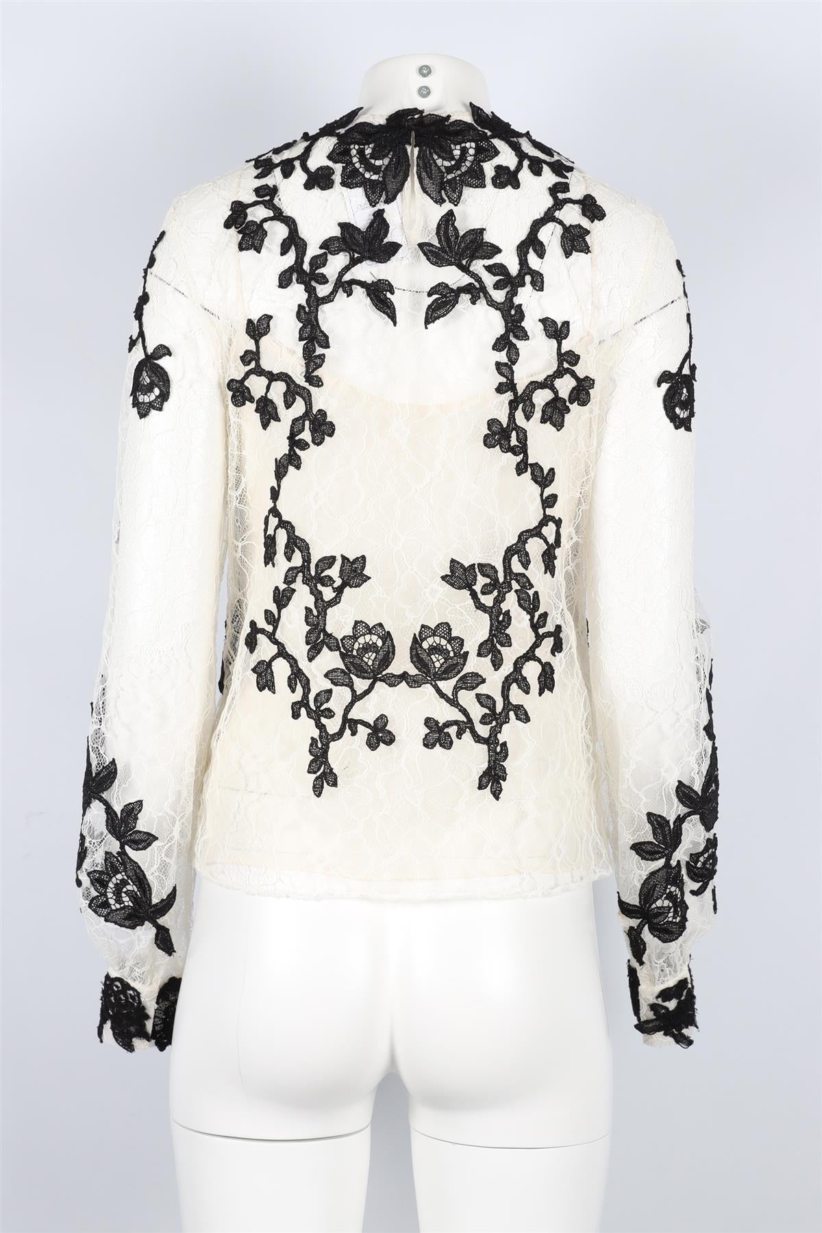 OSCAR DE LA RENTA BLACK AND WHITE LACE TOP US 4 UK 8