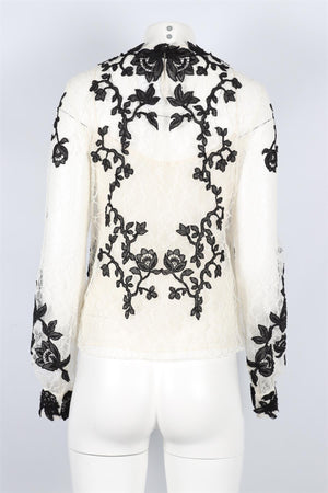 OSCAR DE LA RENTA BLACK AND WHITE LACE TOP US 4 UK 8