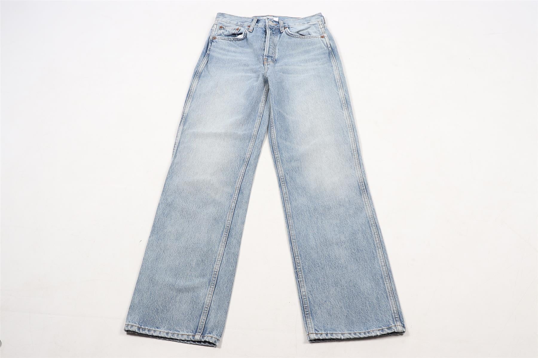 RE/DONE BLUE HIGH RISE STRAIGHT LEG JEANS W25 UK 6-8