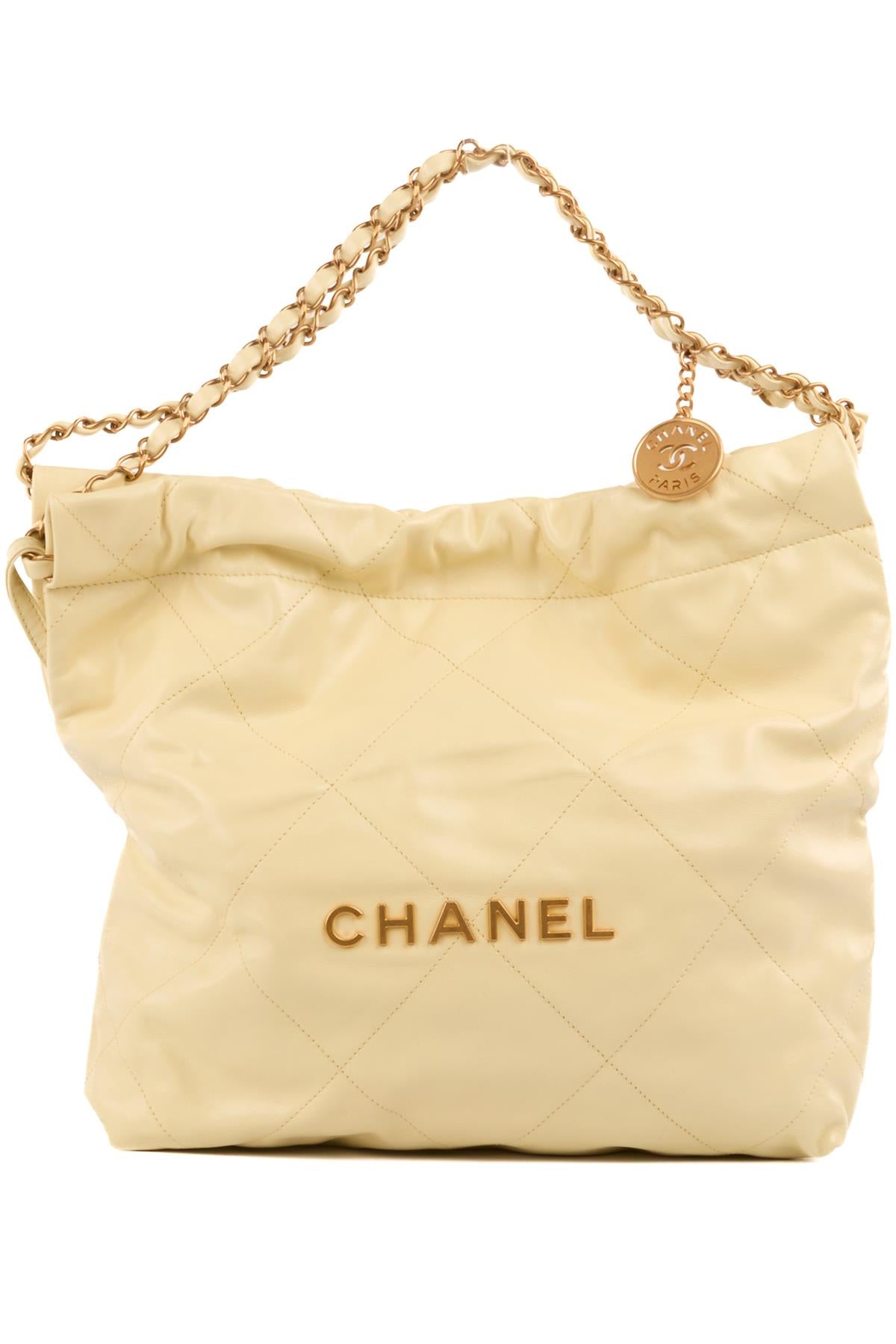 CHANEL YELLOW 2023 22 SMALL QUILTED LEATHER SHOULDER BAG