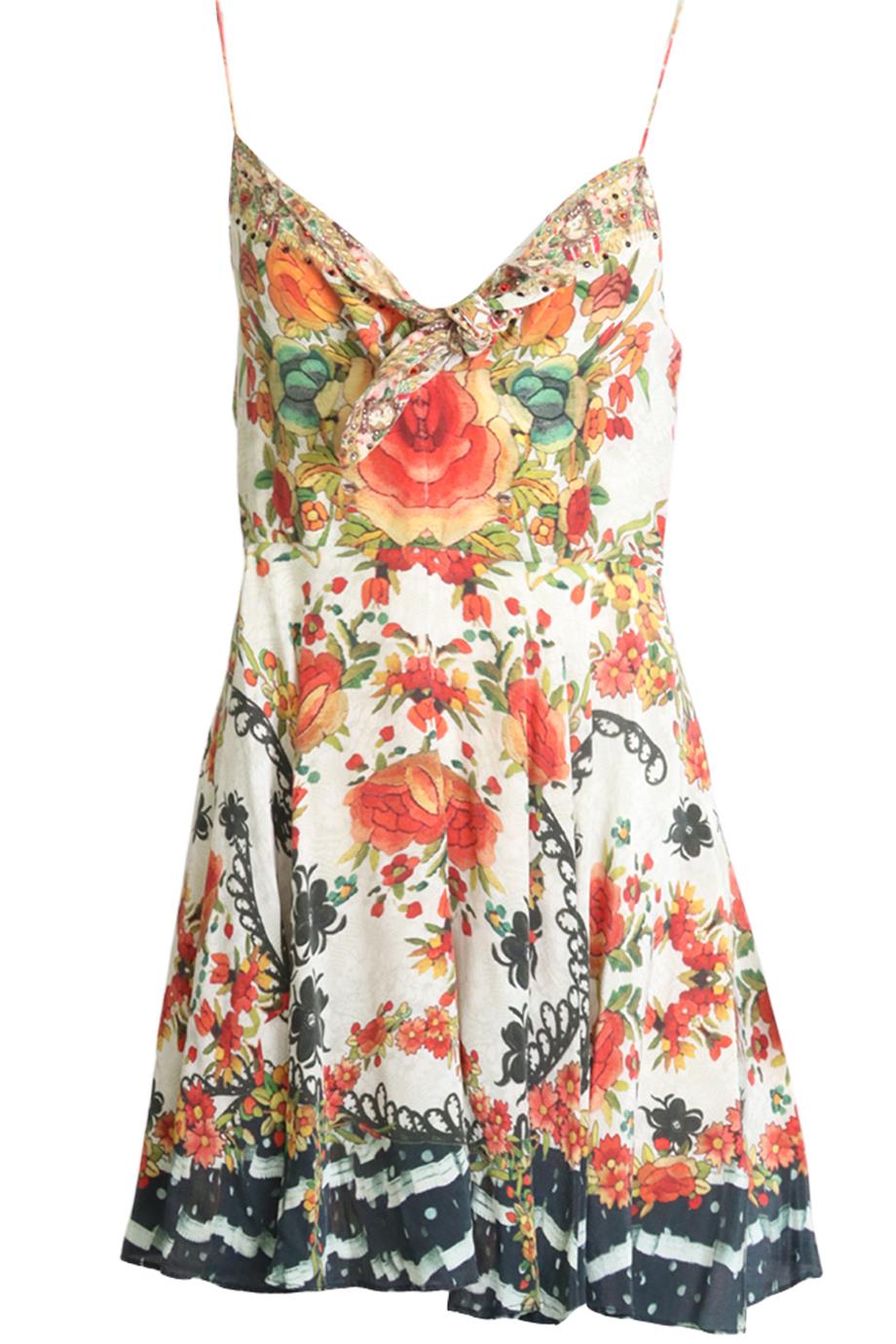 CAMILLA FLORAL PRINT SILK MINI DRESS UK 8