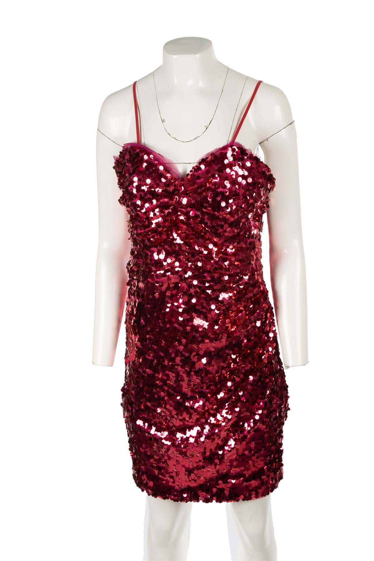 DOLCE & GABBANA PINK SEQUIN MINI DRESS IT 46 UK 14