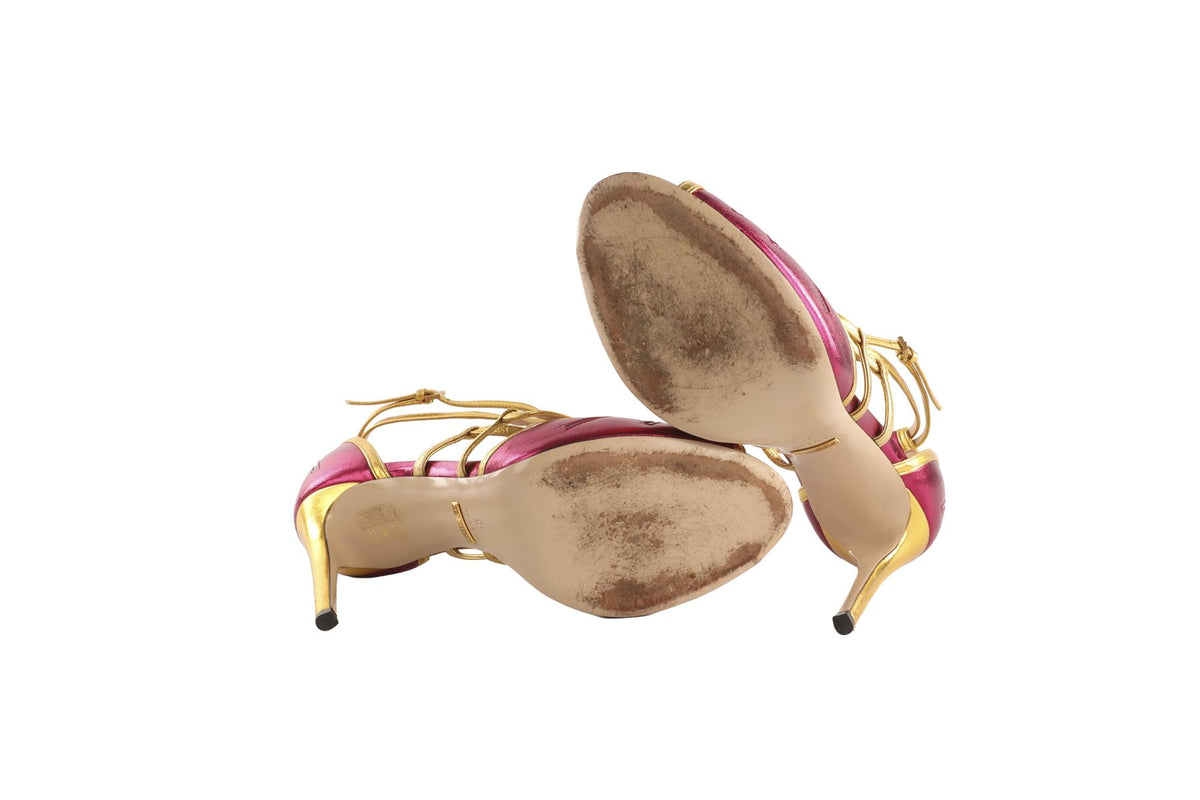 GUCCI PINK LEATHER SANDALS EU 40 UK 7 US 10