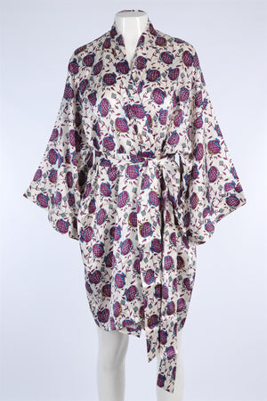 OLIVIA VON HALLE WHITE SILK ROBE ONE SIZE