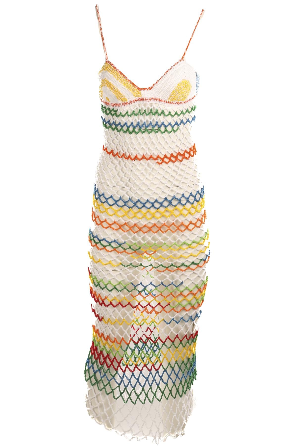 ELIOU MULTI CROCHET MIDI DRESS SMALL