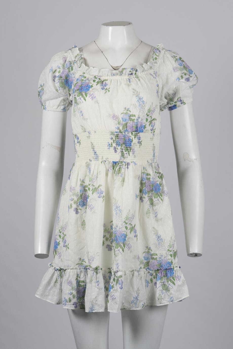 LOVESHACKFANCY FLORAL PRINT COTTON MINI DRESS SMALL