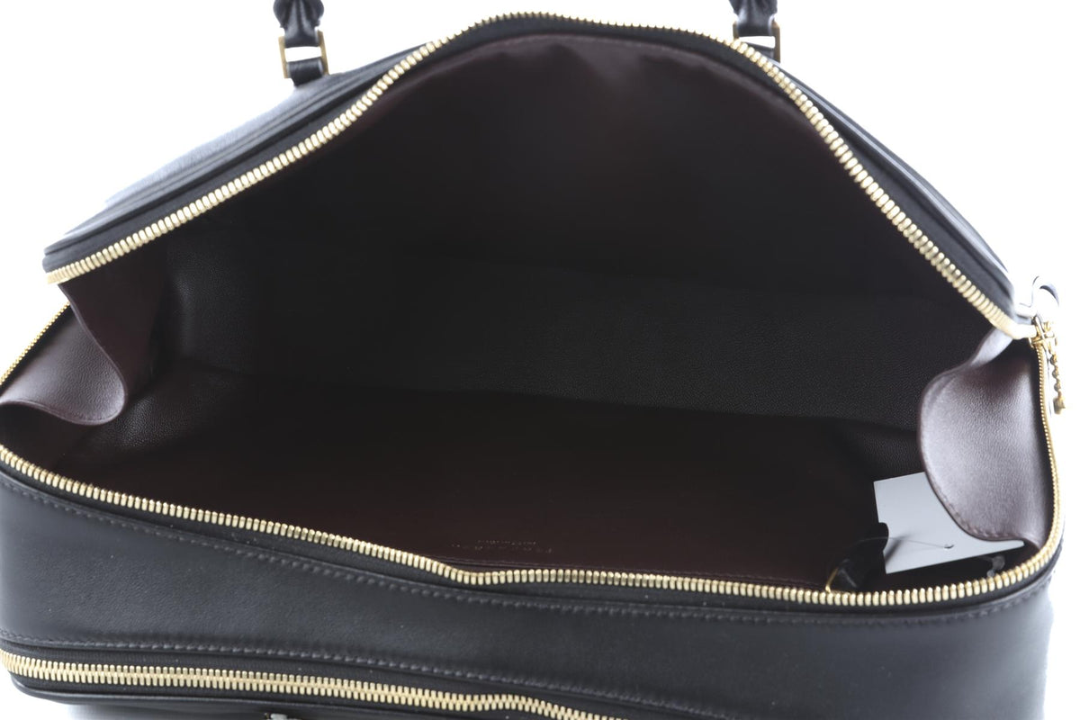 TORY BURCH BLACK MARSHMALLOW LEATHER TOTE BAG