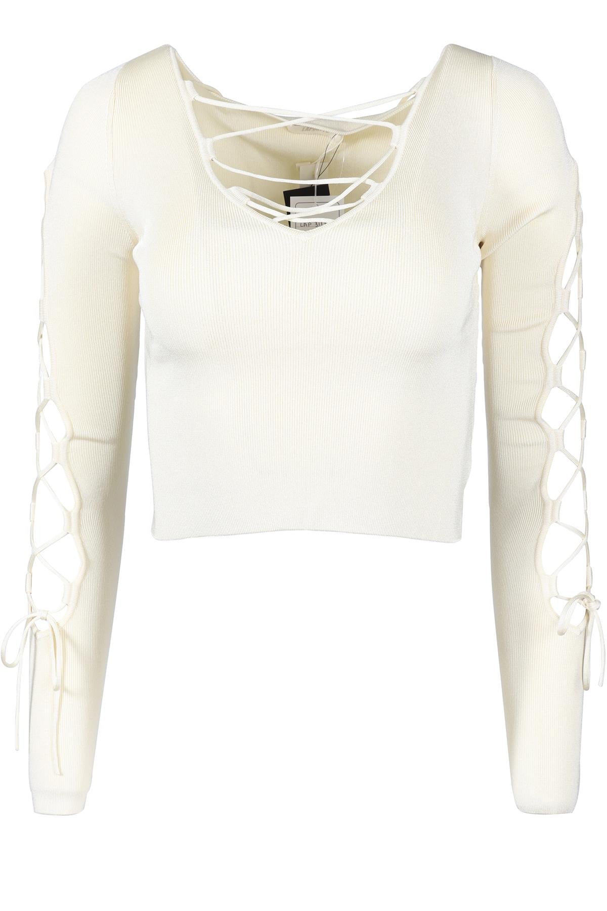 LAPOINTE CREAM CROPPED KNIT TOP XSMALL