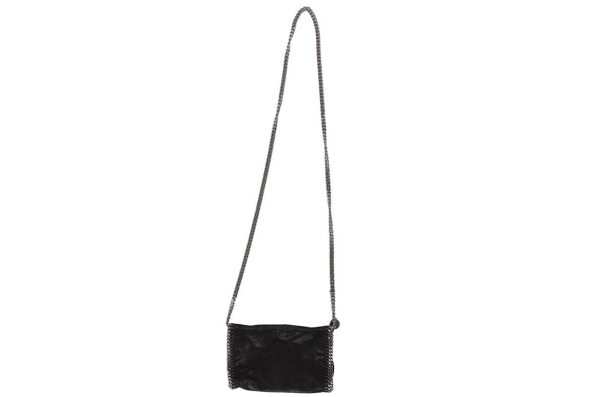 STELLA MCCARTNEY BLACK FALABELLA FAUX SUEDE CROSSBODY BAG