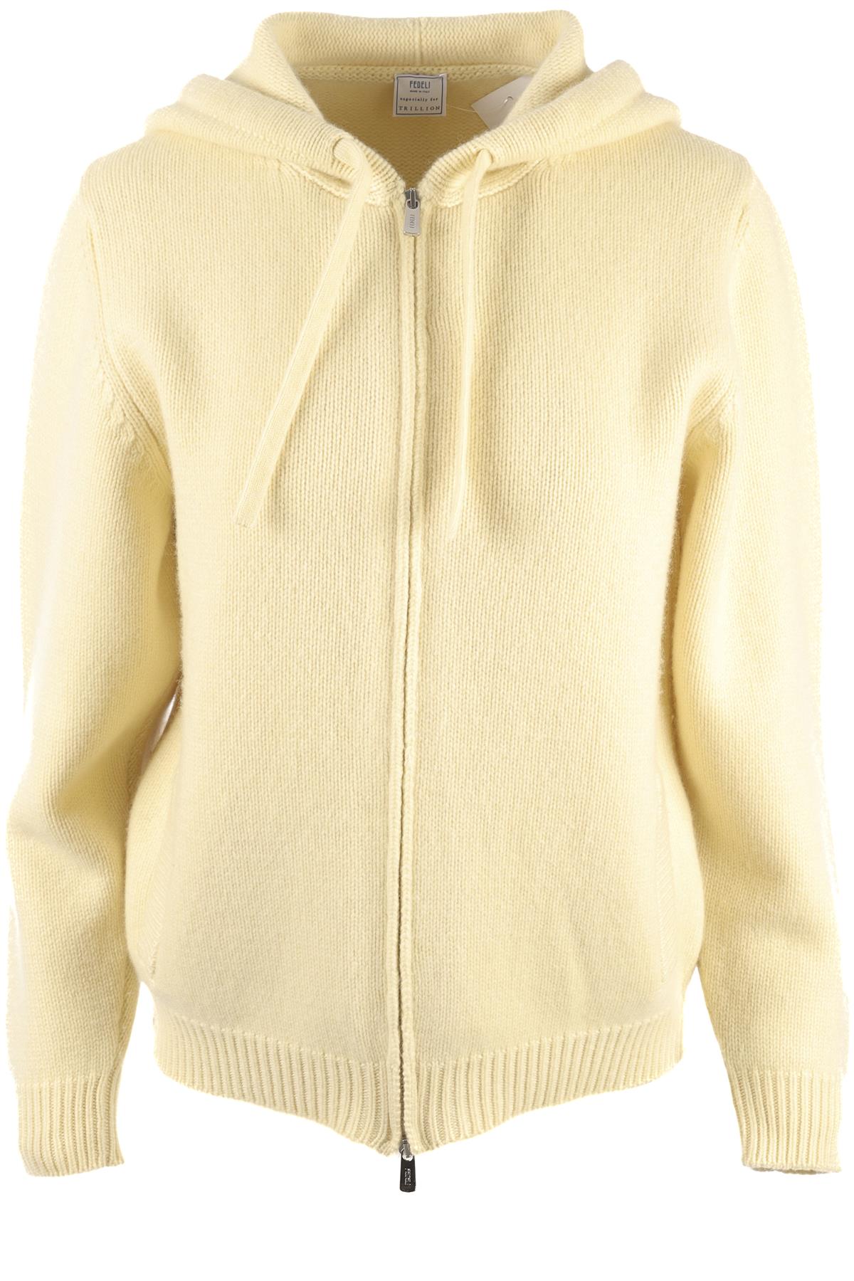 FEDELI YELLOW CASHMERE HOODIE IT 46 UK 14