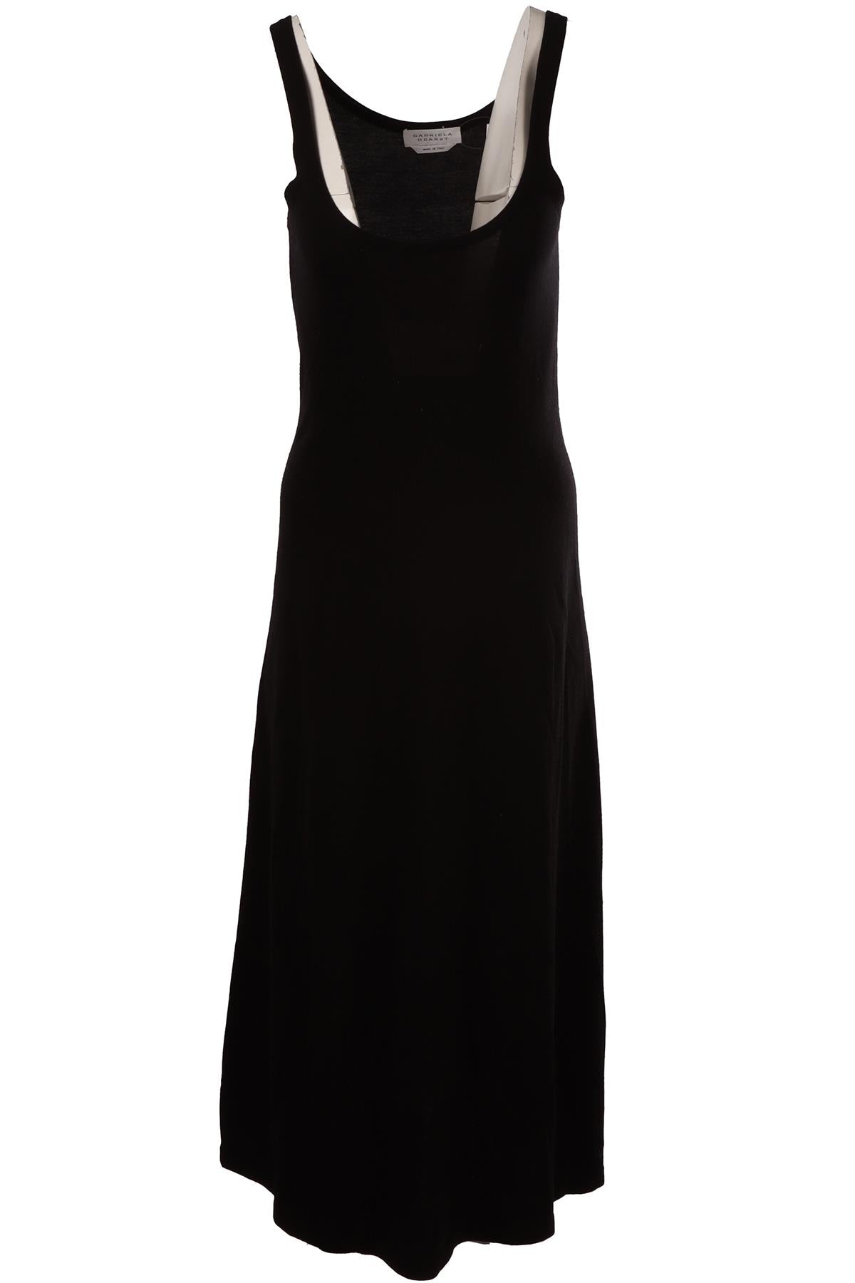 BLACK WOOL MIDI DRESS