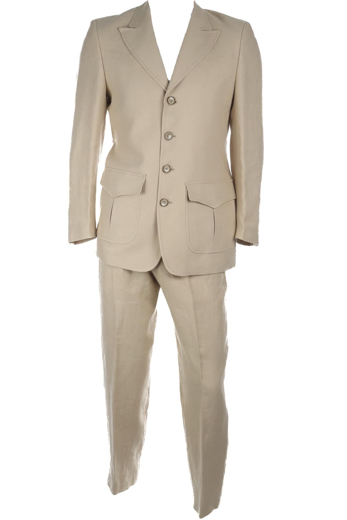 THOMAS FARTHING BEIGE MENS LINEN SUIT UK/US 36 FR 36 IT 46