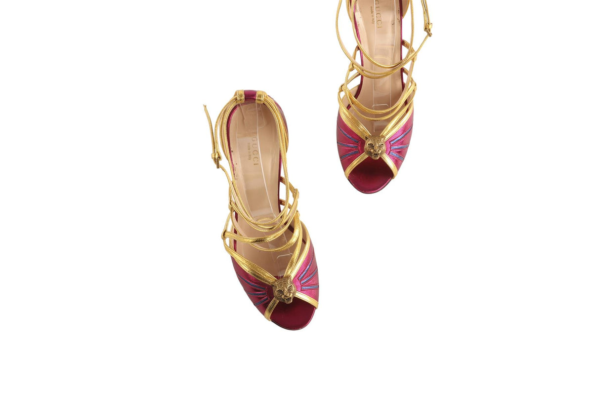 GUCCI PINK LEATHER SANDALS EU 40 UK 7 US 10