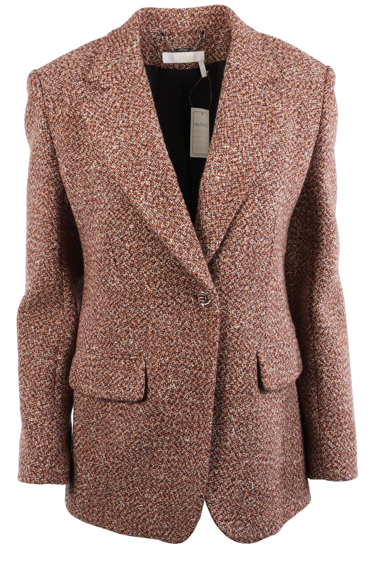 CHLOÉ RED WOOL BLAZER SHIRT FR 38 UK 10