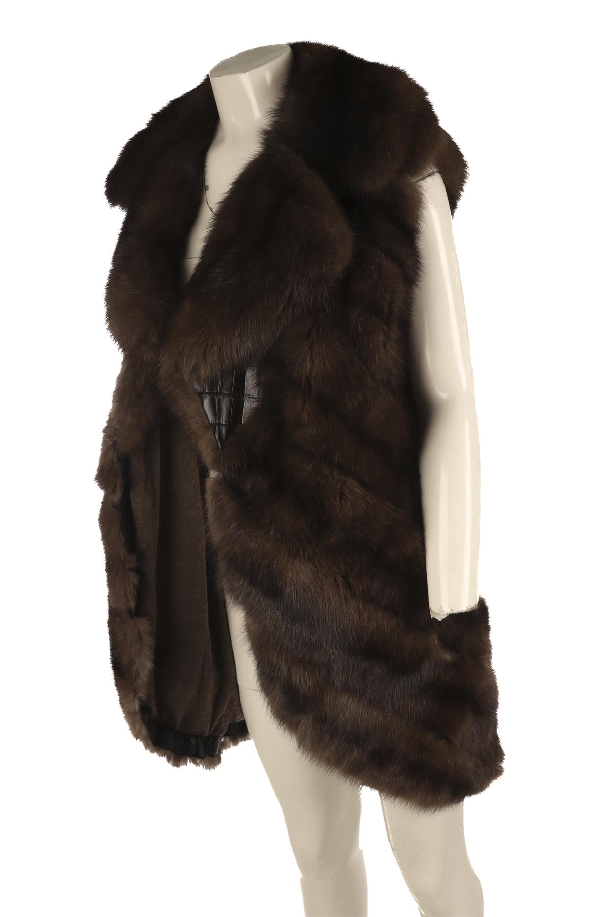 DENNIS BASSO BROWN SABLE FUR GILET SMALL