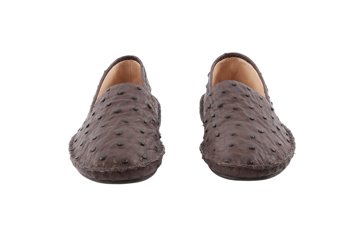 BROWN VASKO OSTRICH LOAFERS