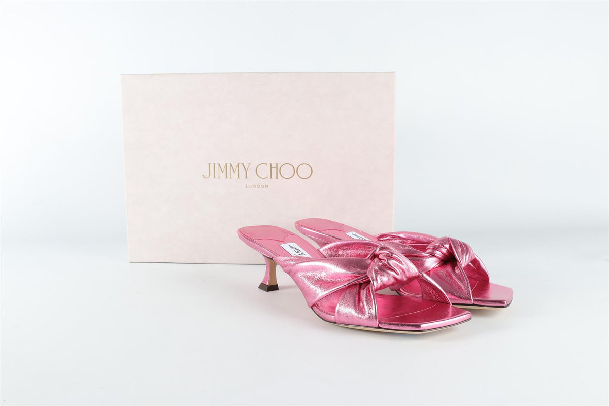 JIMMY CHOO PINK AVENUE LEATHER SANDALS EU 38 UK 5 US 8
