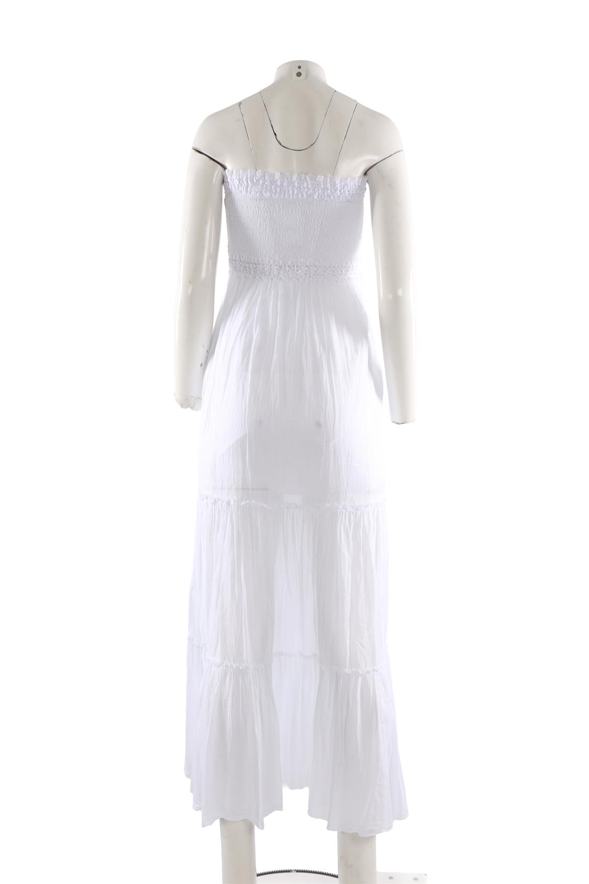 CHARO RUIZ WHITE COTTON MAXI DRESS SMALL