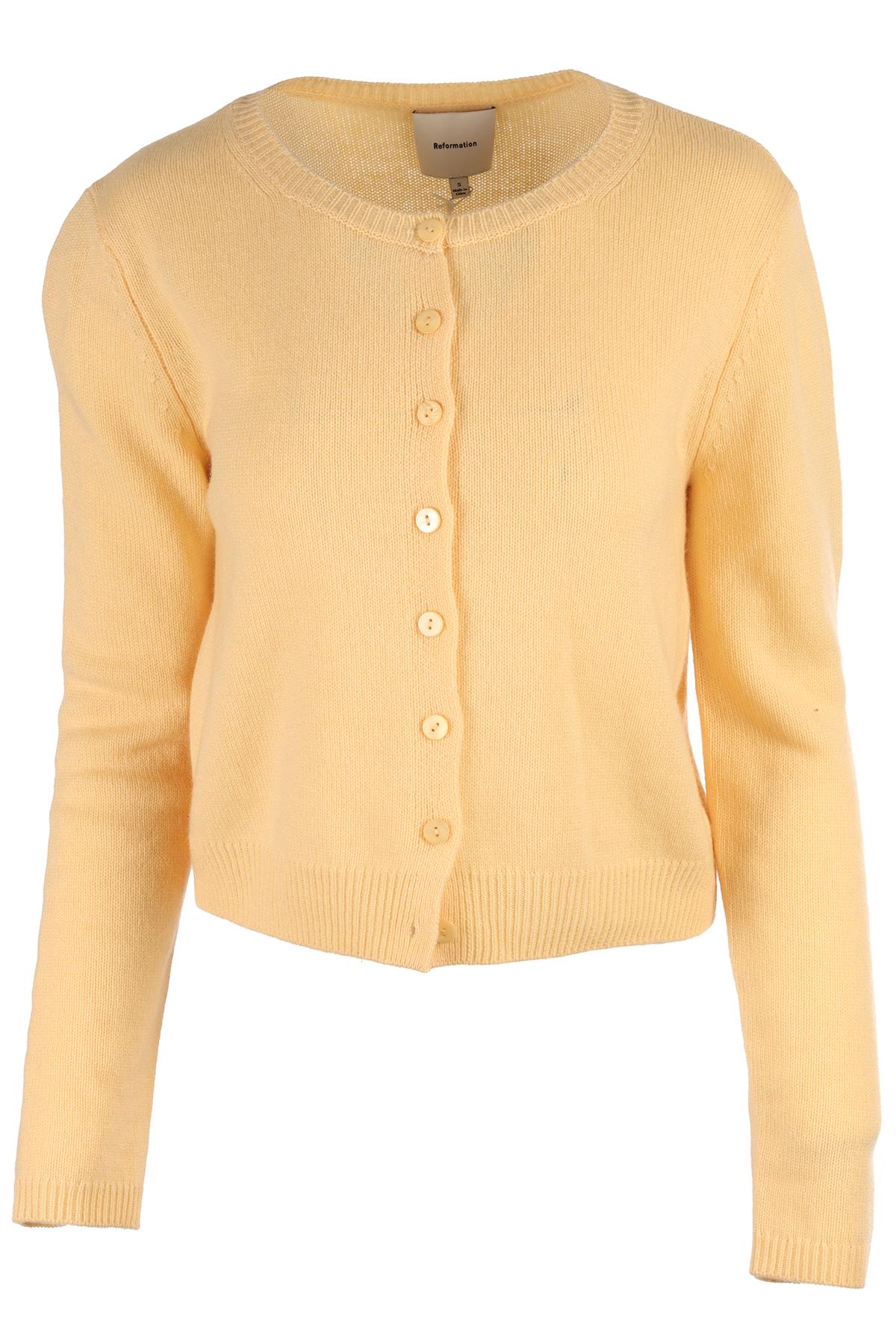 REFORMATION YELLOW CASHMERE CARDIGAN SMALL