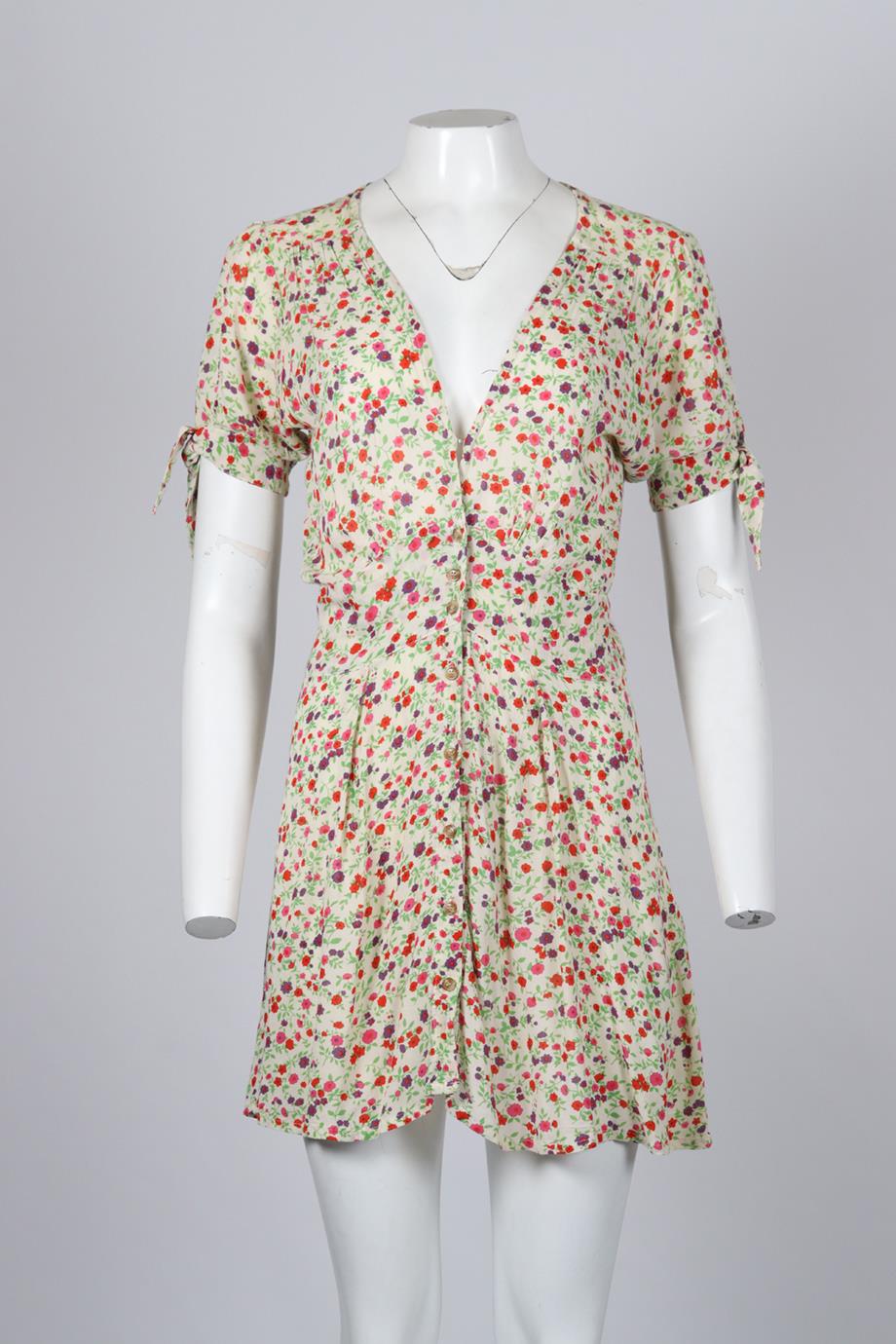 FAITHFULL THE BRAND FLORAL PRINT CREPE MINI DRESS MEDIUM