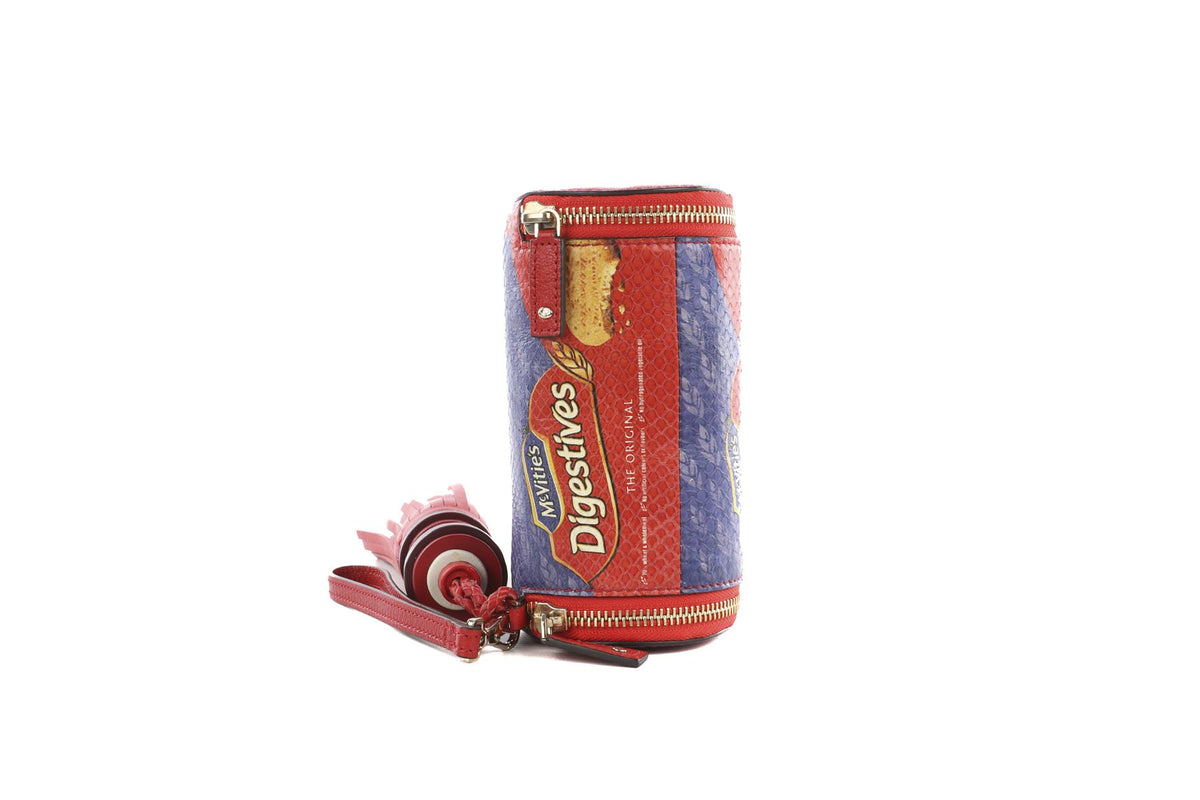 ANYA HINDMARCH RED DIGESTIVES SNAKESKIN CLUTCH