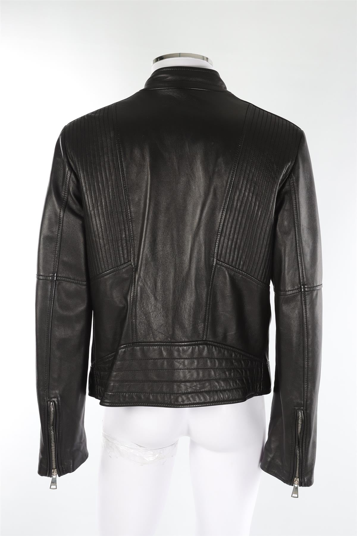 DOLCE & GABBANA BLACK MEN'S LEATHER JACKET IT 54 UK 44