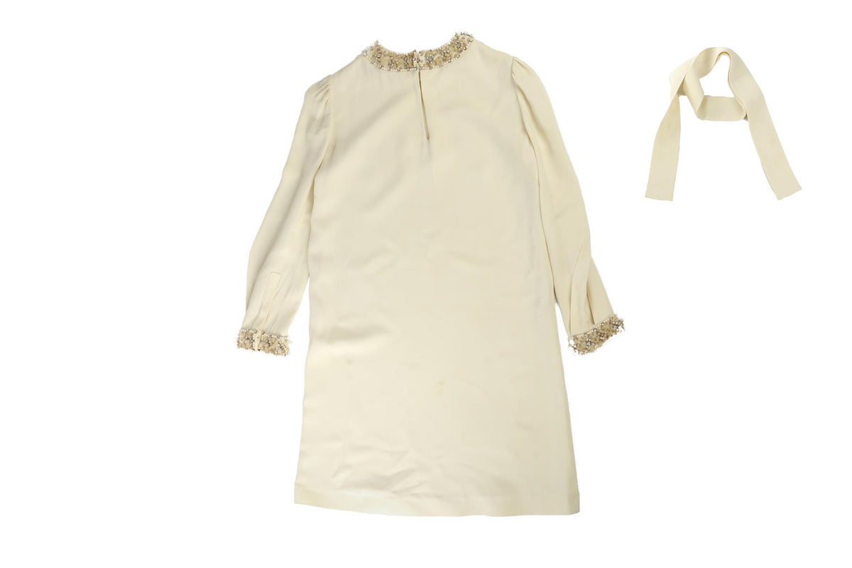 MIU MIU CREAM CREPE MIDI DRESS IT 38 UK 6