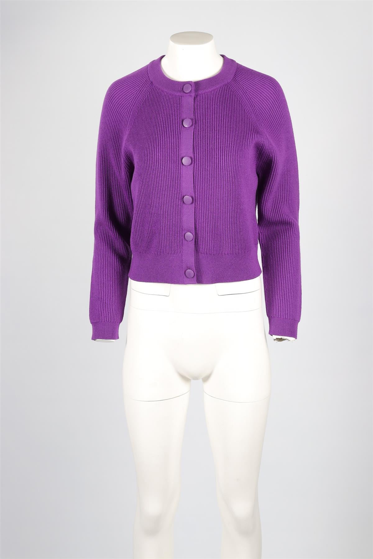 SEZANE PURPLE WOOL CARDIGAN MEDIUM