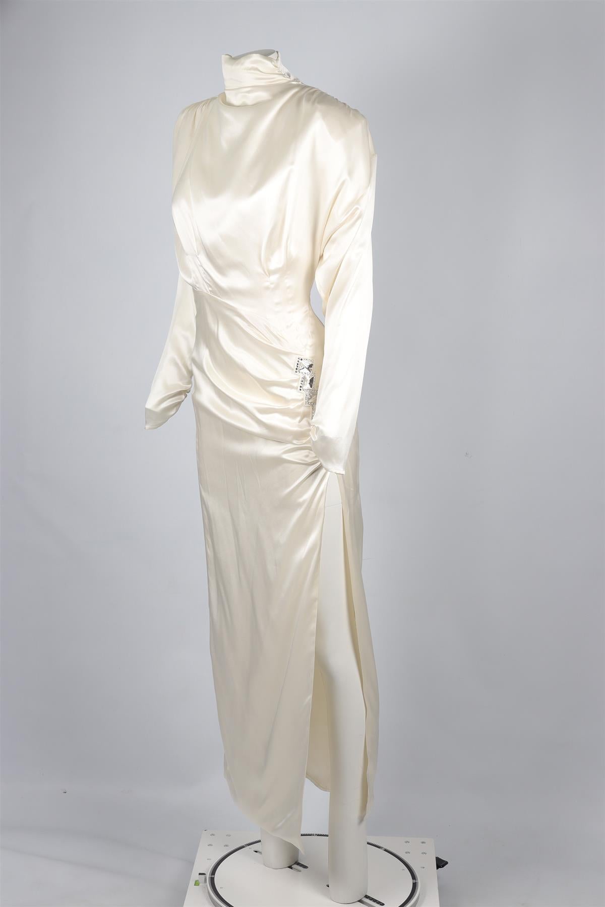 ALESSANDRA RICH WHITE SILK MAXI DRESS IT 40 UK 8