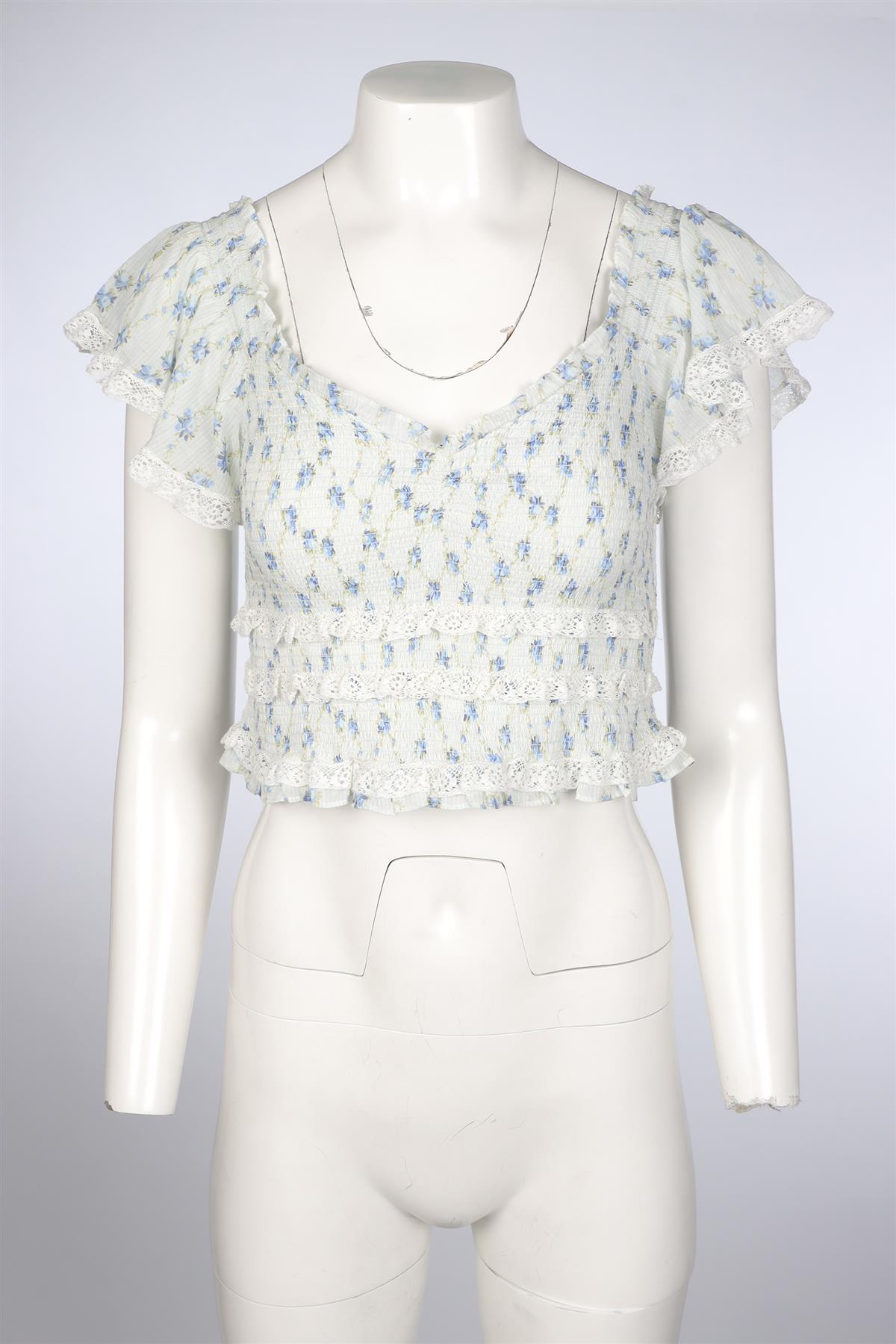 LOVESHACKFANCY BLUE COTTON TOP MEDIUM