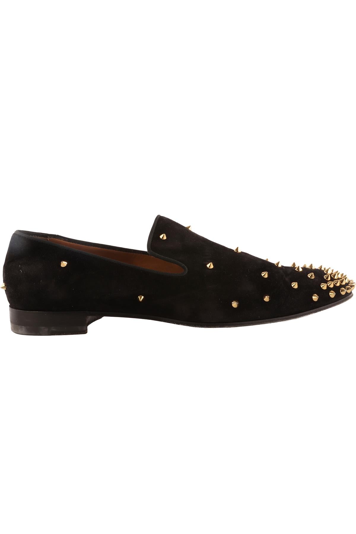 CHRISTIAN LOUBOUTIN BLACK MEN'S SUEDE LOAFERS EU 44 UK 10 US 11