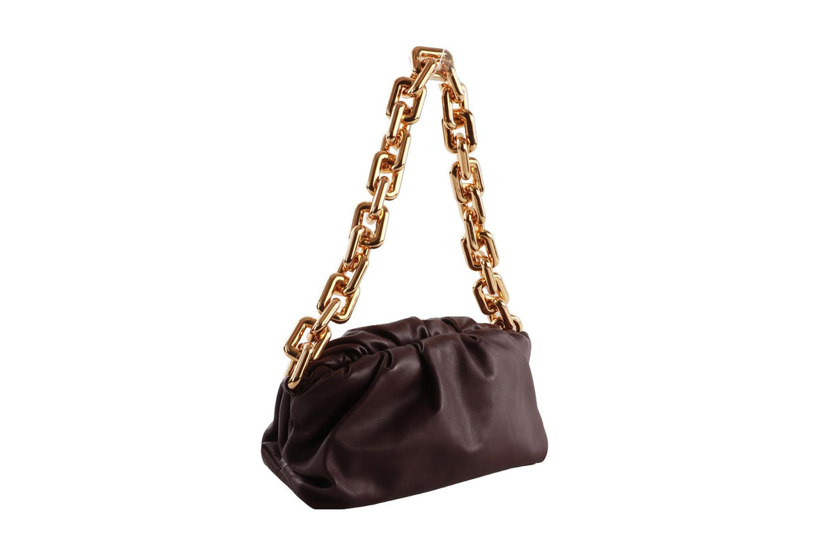 PURPLE THE CHAIN POUCH LEATHER SHOULDER BAG