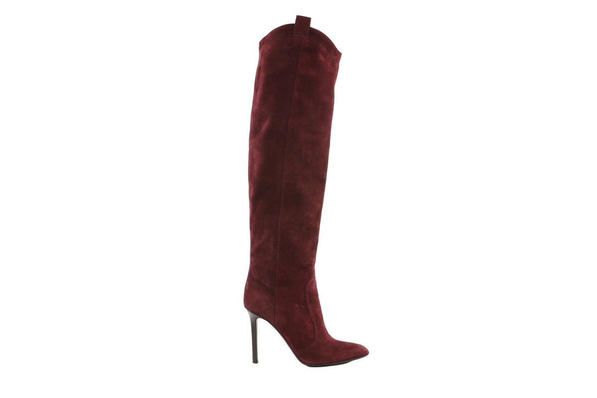 TAMARA MELLON BURGUNDY SUEDE KNEE HIGH BOOTS EU 38 UK 5 US 8