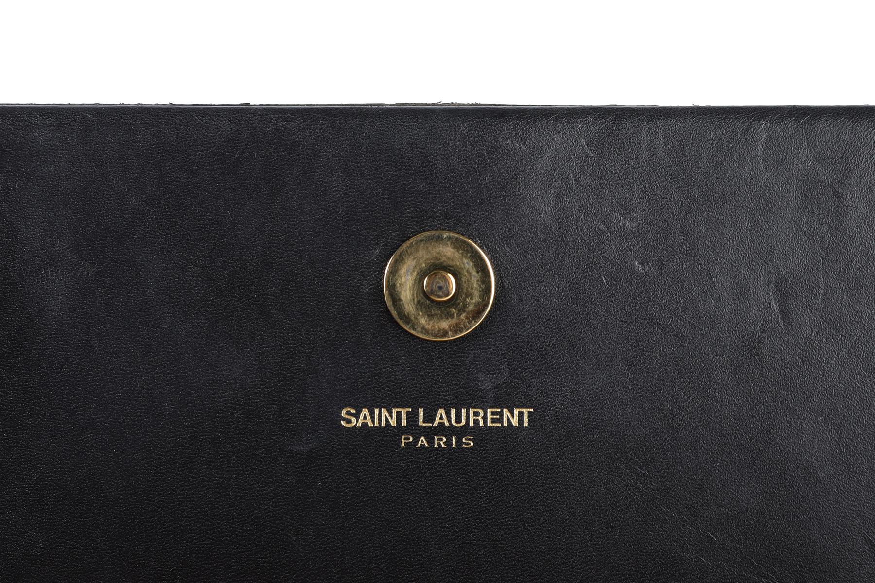 SAINT LAURENT TAN KATE TASSEL CALF HAIR AND LEATHER CLUTCH