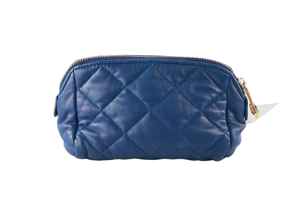 MONCLER BLUE LEATHER POUCH