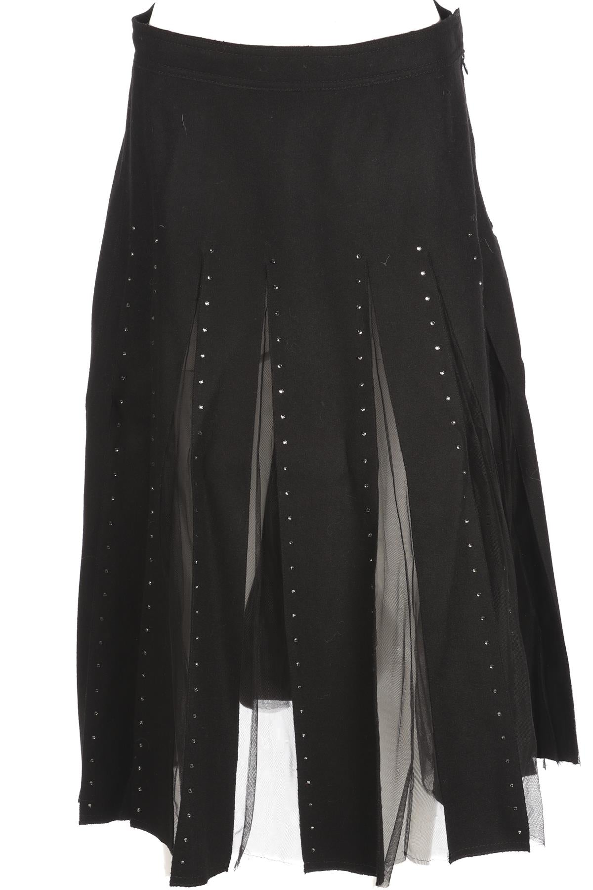 VALENTINO BLACK WOOL MIDI SKIRT W30
