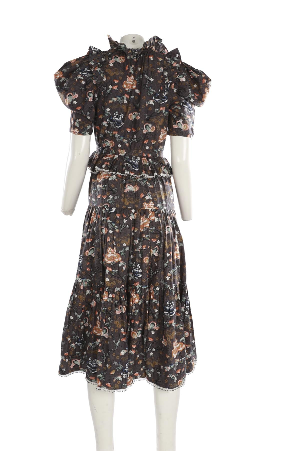 ULLA JOHNSON GREY COTTON MAXI DRESS US 0 UK 4