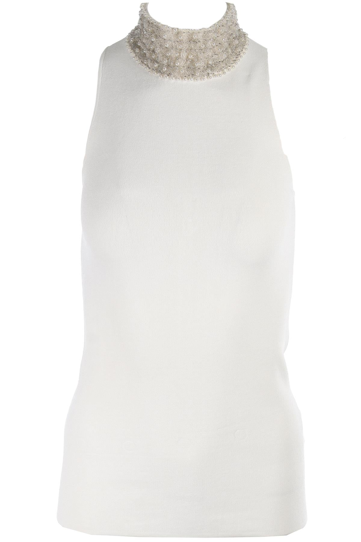 GANNI IVORY KNIT TOP XSMALL