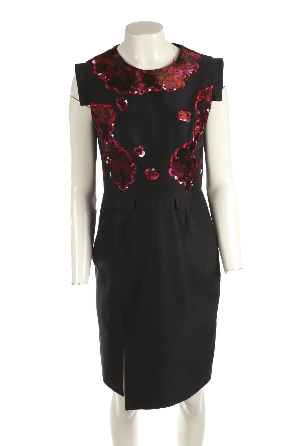 ERDEM BLACK COTTON MIDI DRESS UK 12