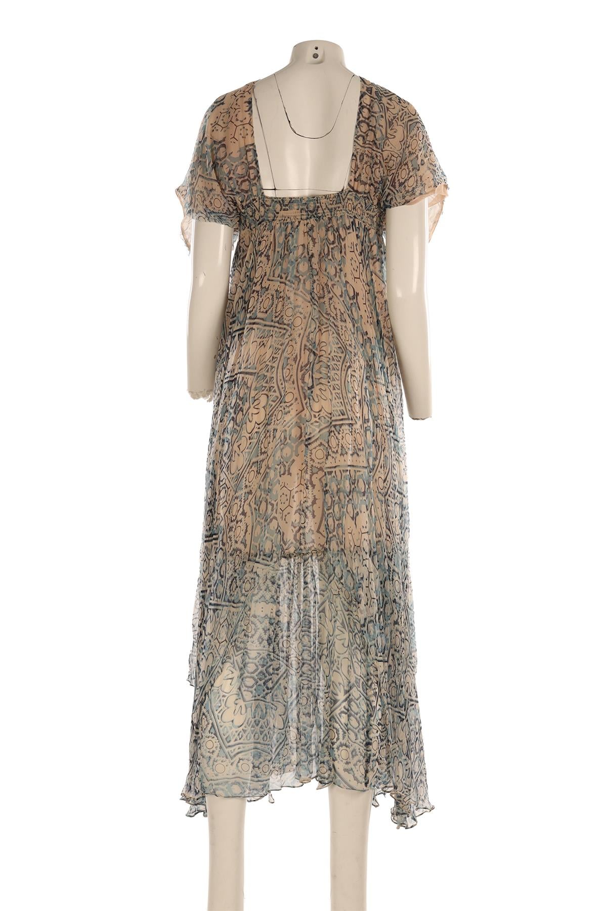 MES DEMOISELLES BLUE SILK MAXI DRESS FR 36 UK 8