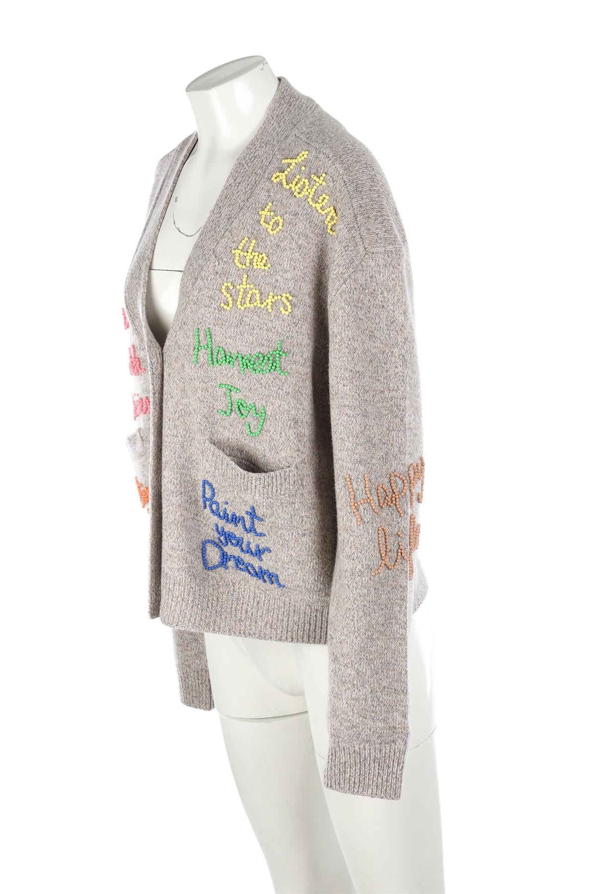 MIRA MIKATI BROWN WOOL CARDIGAN LARGE