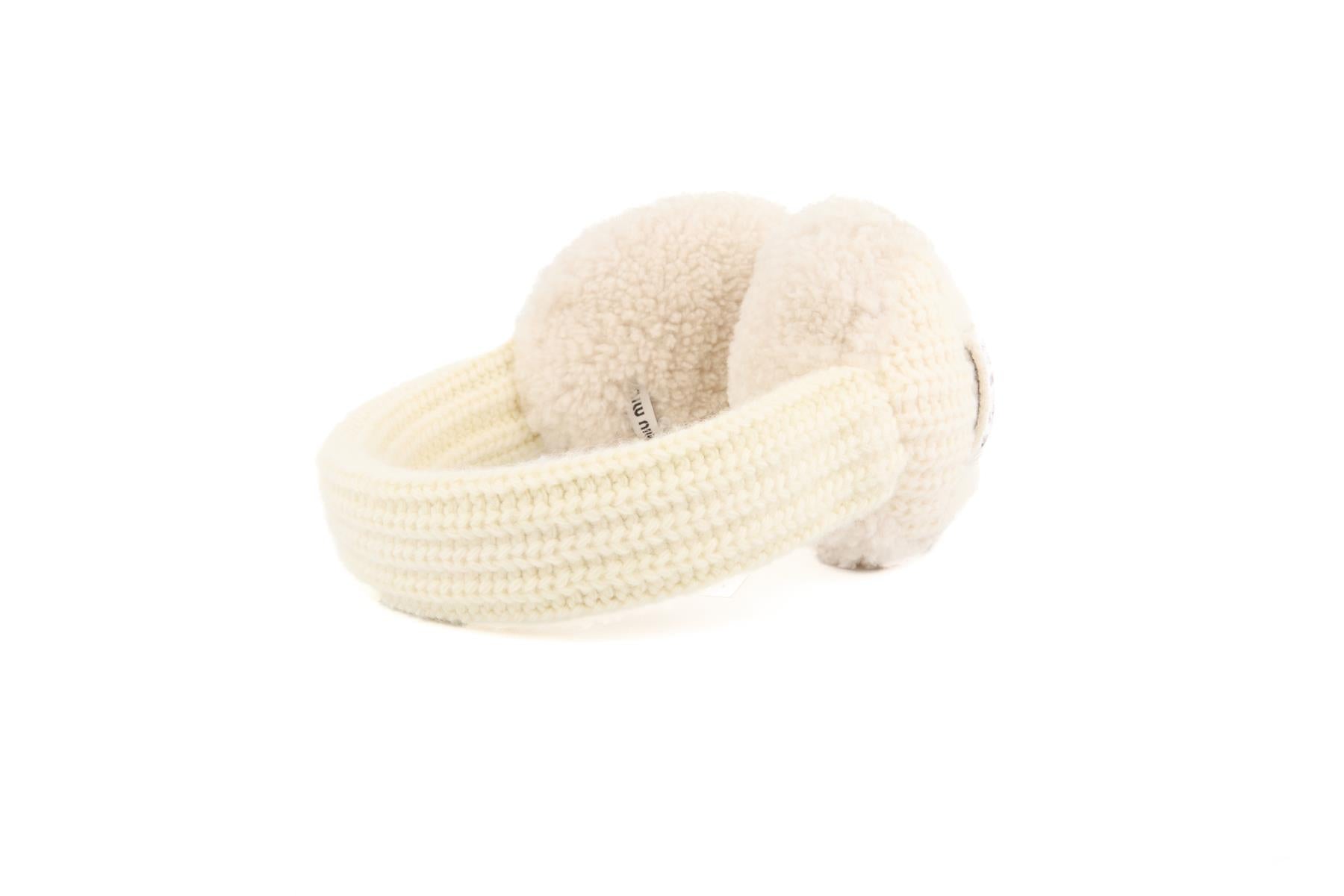 MIU MIU CREAM CASHMERE EAR MUFFS