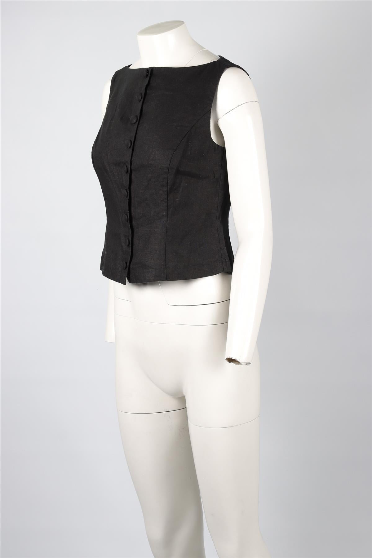 DÔEN BLACK LINEN TOP US 2 UK 6