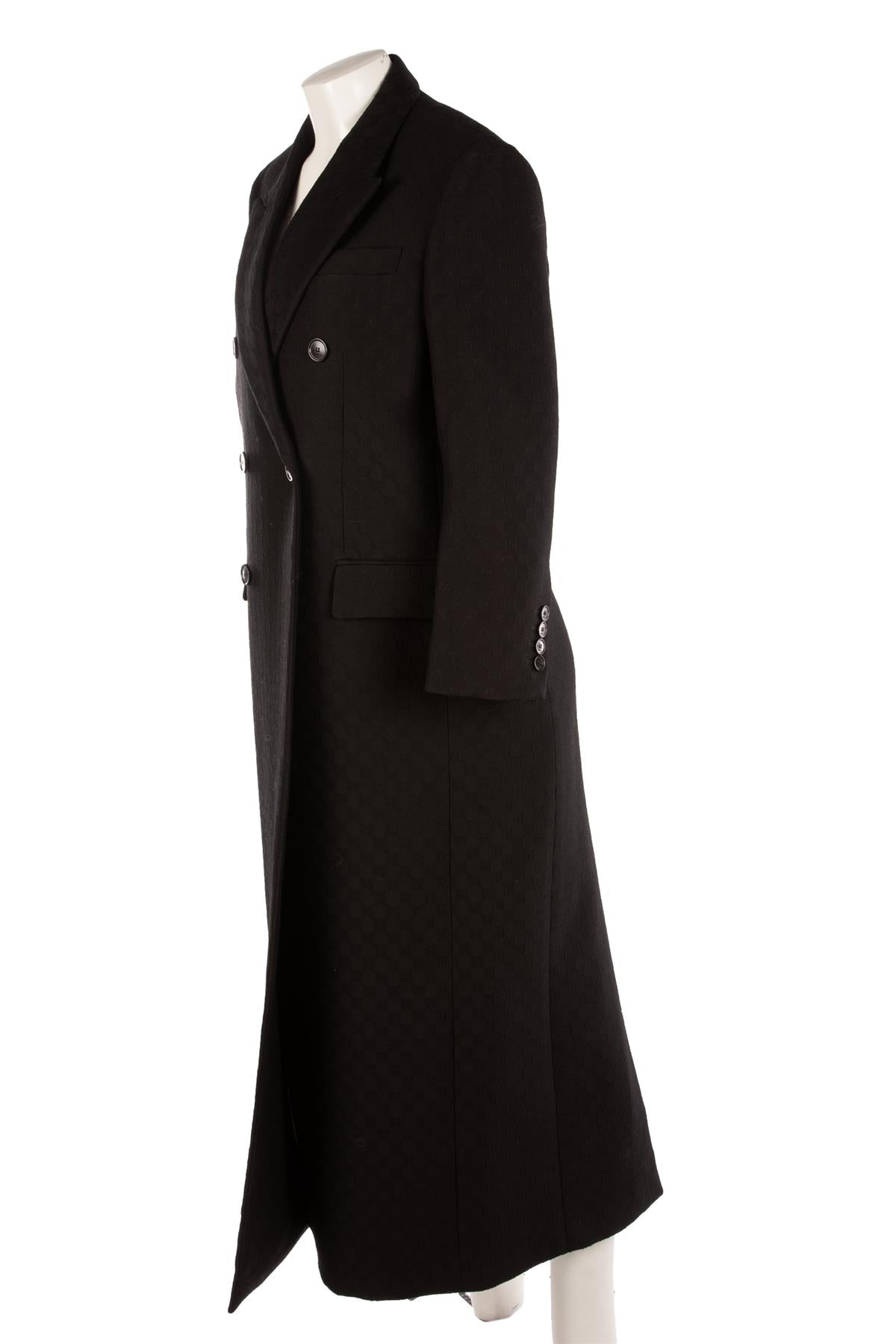 GUCCI BLACK GG WOOL COAT IT 40 UK 8