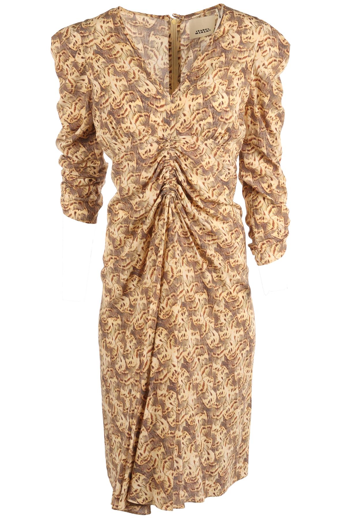 ISABEL MARANT BEIGE SILK MIDI DRESS FR 38 UK 10