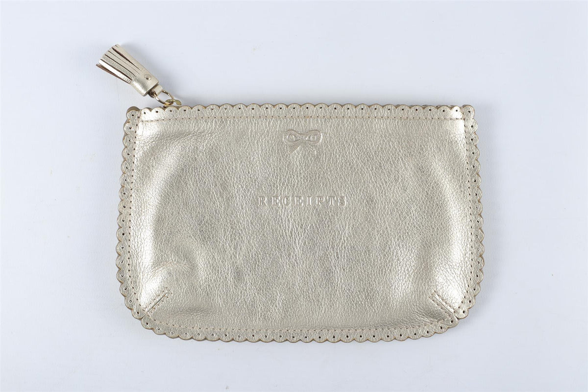 ANYA HINDMARCH GOLD SMALL LEATHER POUCH