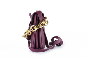 BOTTEGA VENETA PURPLE MOUNT SMALL LEATHER SHOULDER BAG