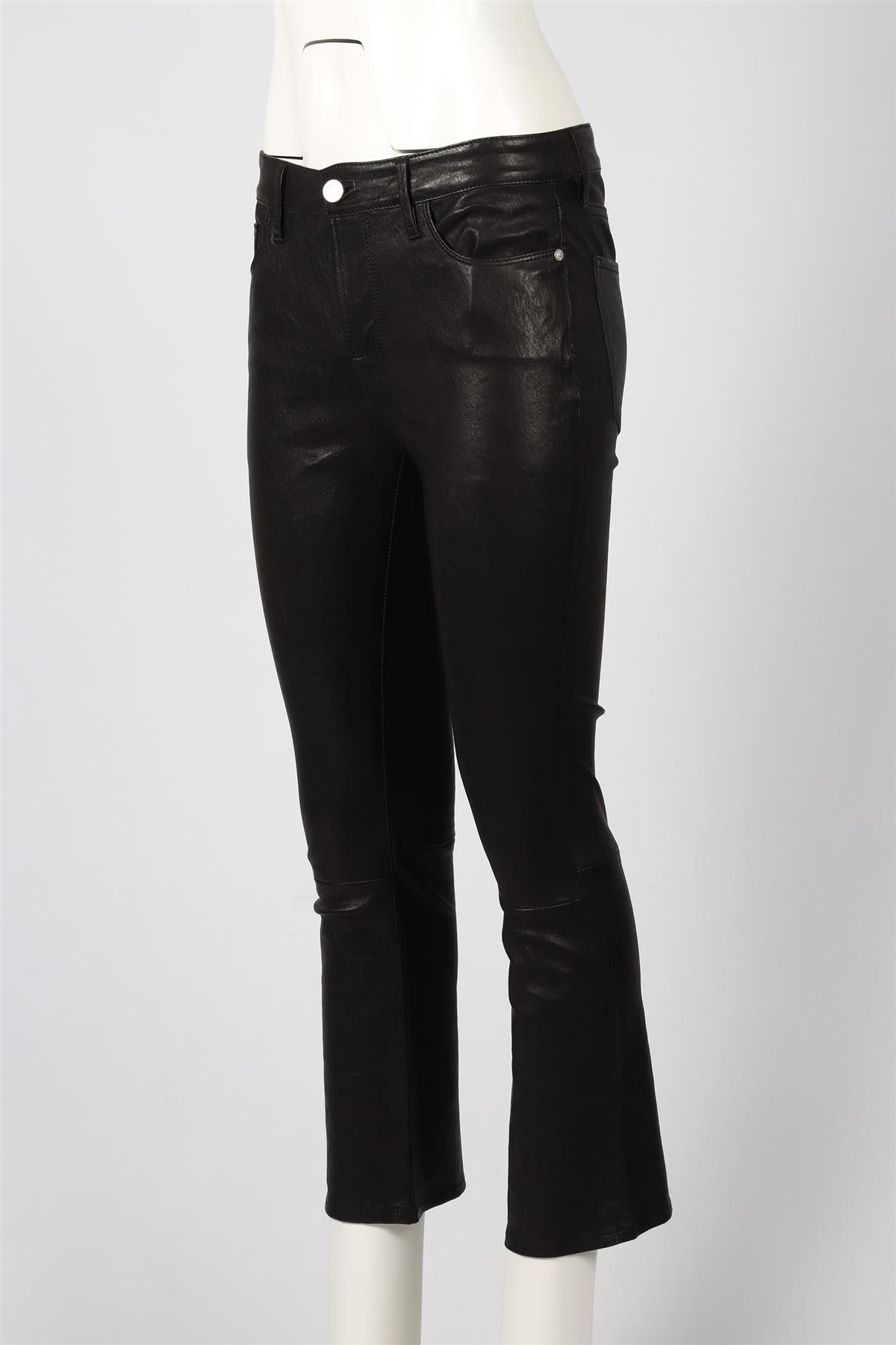 FRAME BLACK LEATHER STRAIGHT LEG PANTS W28 UK 10